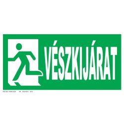   UV tábla -Vészkijárat felirat piktogrammal - ajtó a baloldalon ISO