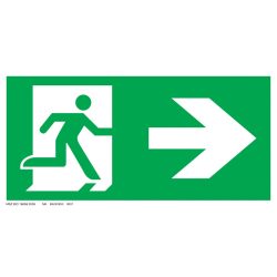   UV tábla - Menekülési út - jobbra, ajtó a bal oldalon ISO