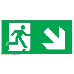   UV tábla - Menekülési út - jobbra le, ajtó bal oldalon ISO