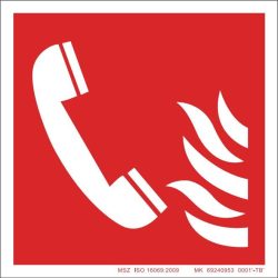   UV Tűzjelző telefon piktogram - öntapadós tábla 150x150 - ISO