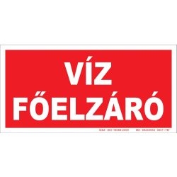 UV tábla - Víz főelzáró 