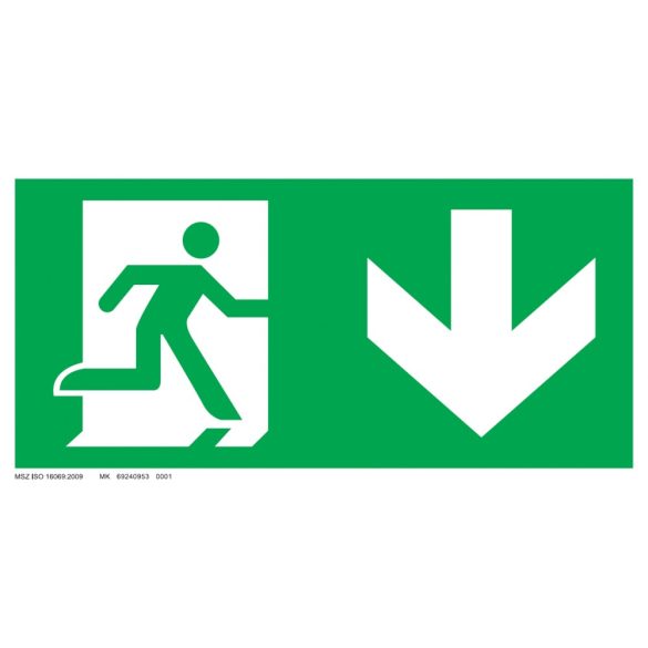 UV tábla - Menekülési út - le, ajtó bal oldalon ISO