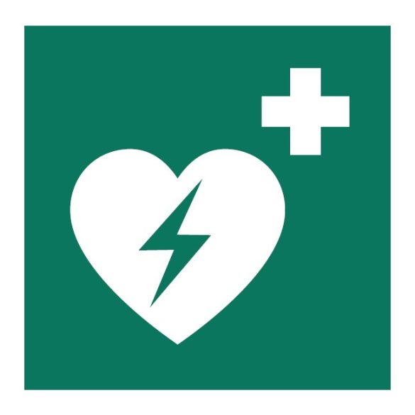 UV Defibrillátor helyét jelölő piktogram - öntapadós tábla 150x150