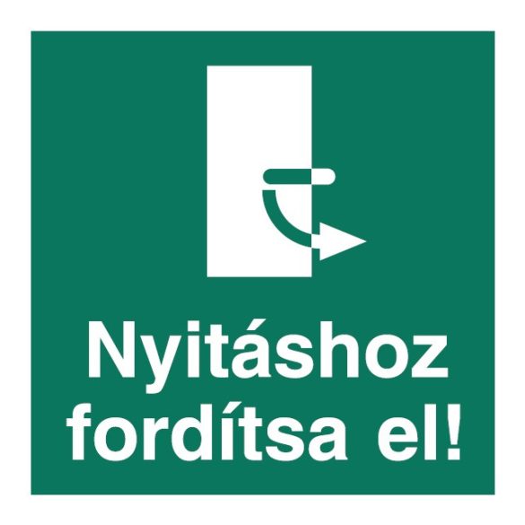 UV Nyitáshoz fordítsa el!-jobbra - piktogram - öntapadós tábla 150x150
