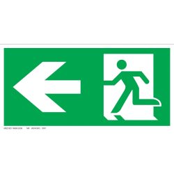 UV tábla - Menekülési út balra, ajtó jobb oldalon ISO