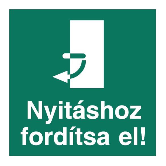 UV Nyitáshoz fordítsa el!-balra piktogram - öntapadós tábla 150x150