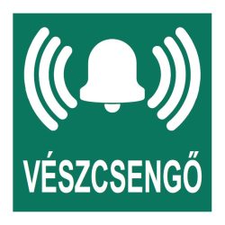 UV Vészcsengő piktogram - öntapadós tábla 150x150 - ISO