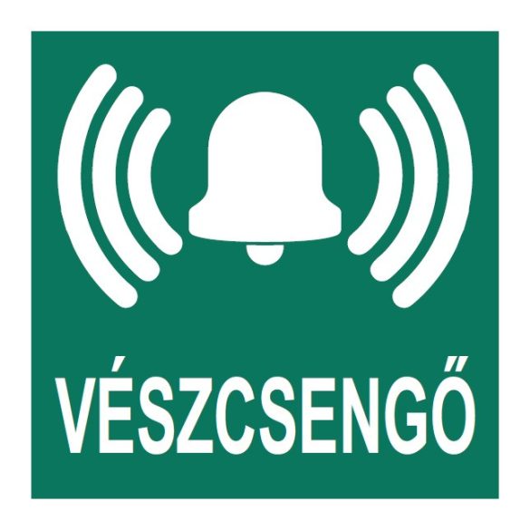 UV Vészcsengő piktogram - öntapadós tábla 150x150 - ISO