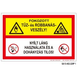  Fokozott Tűz- és robbanásveszély! Nyílt láng használata tilos!