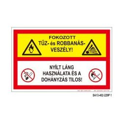   Fokozottan tűz- és robbanásveszély! Nyílt láng használata tilos!