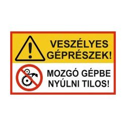 Veszélyes géprészek! - Mozgó gépbe nyúlni tilos!