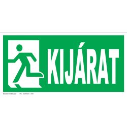   UV tábla - Kijárat felirat piktogrammal - ajtó a baloldalon ISO