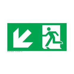   UV tábla - Menekülési út - Balra le, ajtó jobb oldalon ISO
