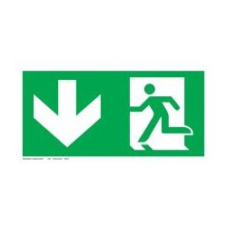 Uv tábla - Menekülési út - Le, ajtó jobb oldalon ISO